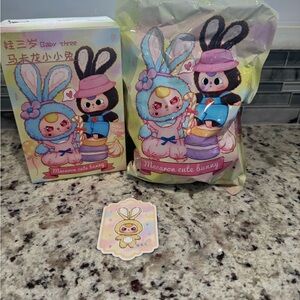 Baby Three Macaron Cute Bunny Plush bundle 2 macarons